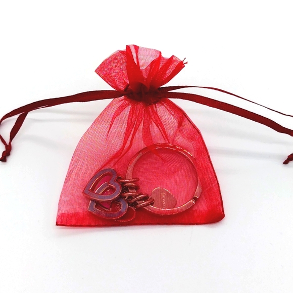 COACH Heart Hearts keychain Pink Blue hearts Purse Charm Keychain - Picture 9 of 9